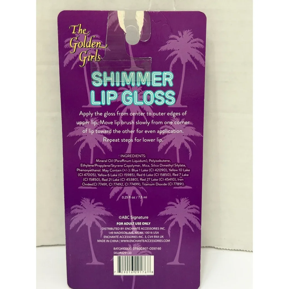 The Golden Girls Dorothy Dew Shimmer Lip Gloss Purple High Shine 0.25oz New